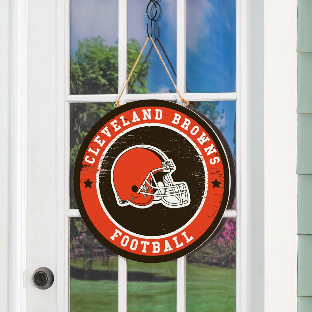 Cleveland Browns Round Door Décor with Hanging Rope, 18x18 - NFL Home