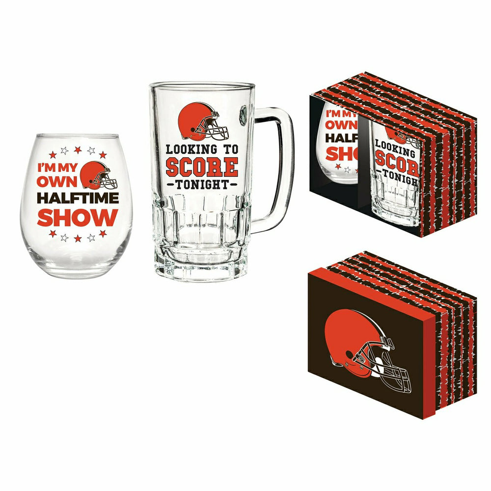 Cleveland Browns, Stemless 17OZ Wine & Beer 16 OZ Gift Set - NFL