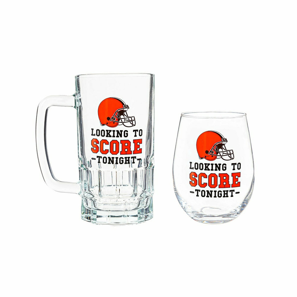 Cleveland Browns, Stemless 17OZ Wine & Beer 16 OZ Gift Set - NFL
