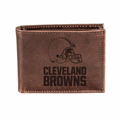 Cleveland Browns, Bi-Fold Wallet, Brown, CH, 100% Genuine Leather - NFL Home
