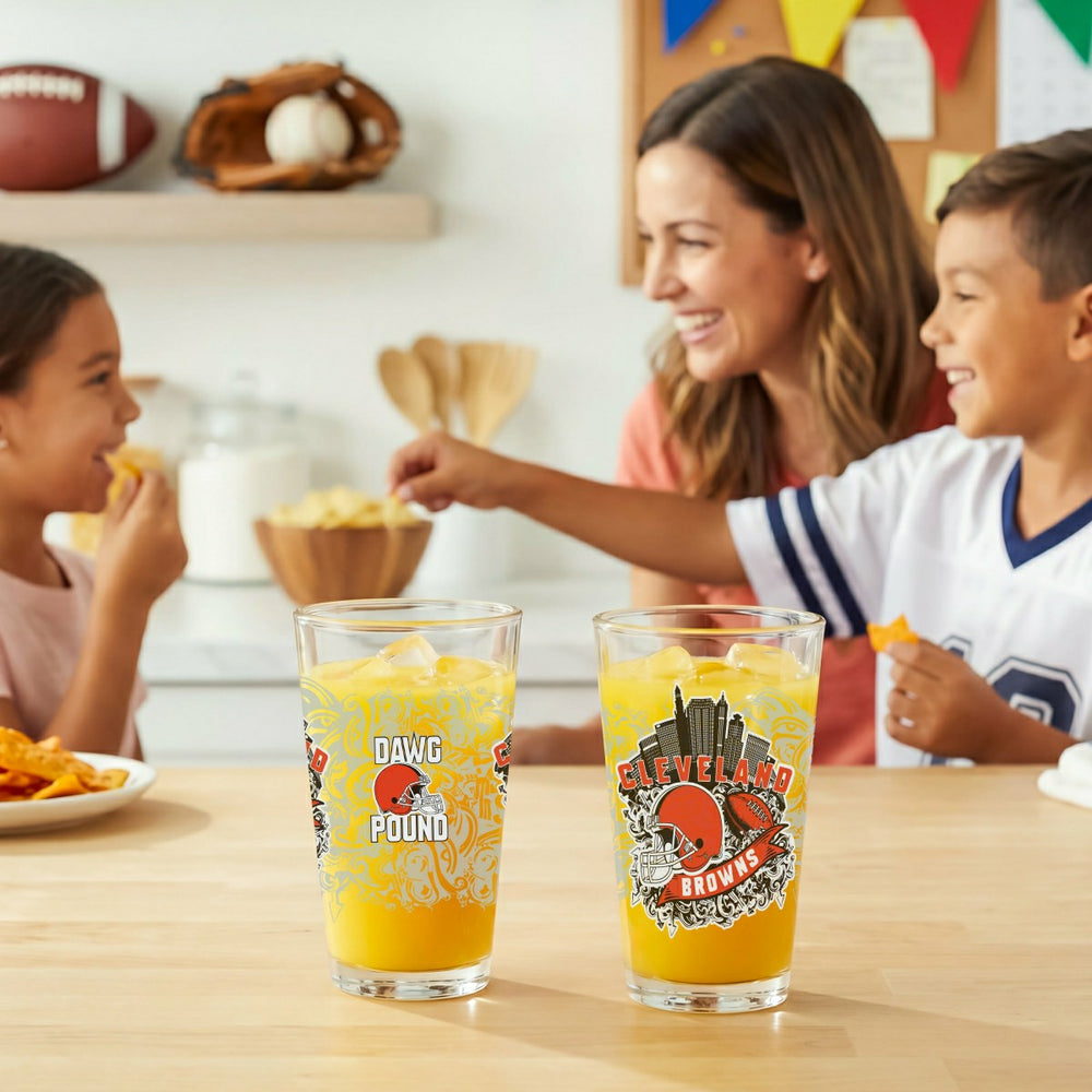 Cleveland Browns 16oz Glass pint, Set of 2 - NFL Home