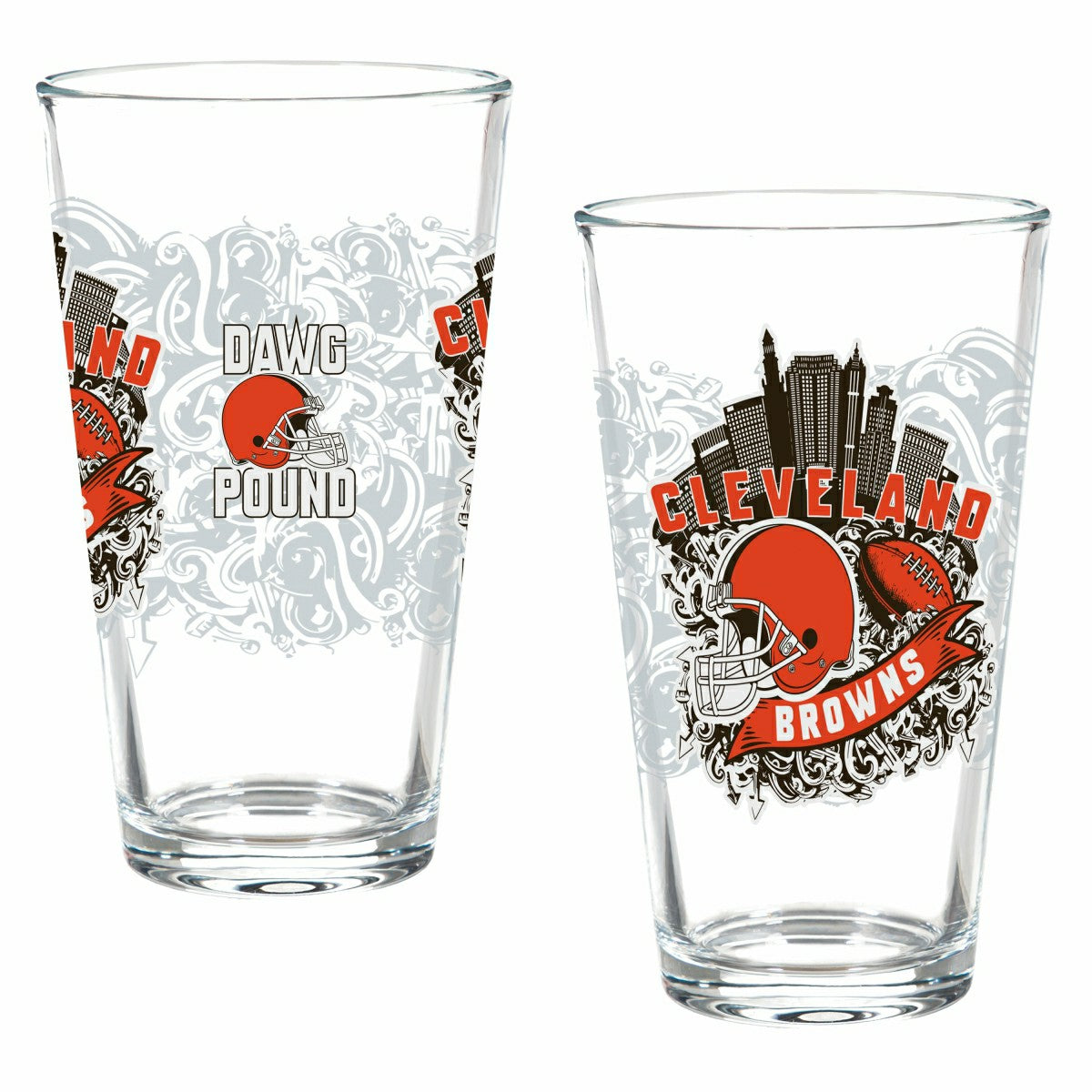 Cleveland Browns 16oz Glass pint, Set of 2 - NFL Home