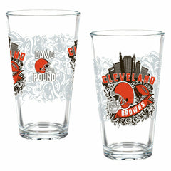 Cleveland Browns 16oz Glass pint, Set of 2 - NFL Home