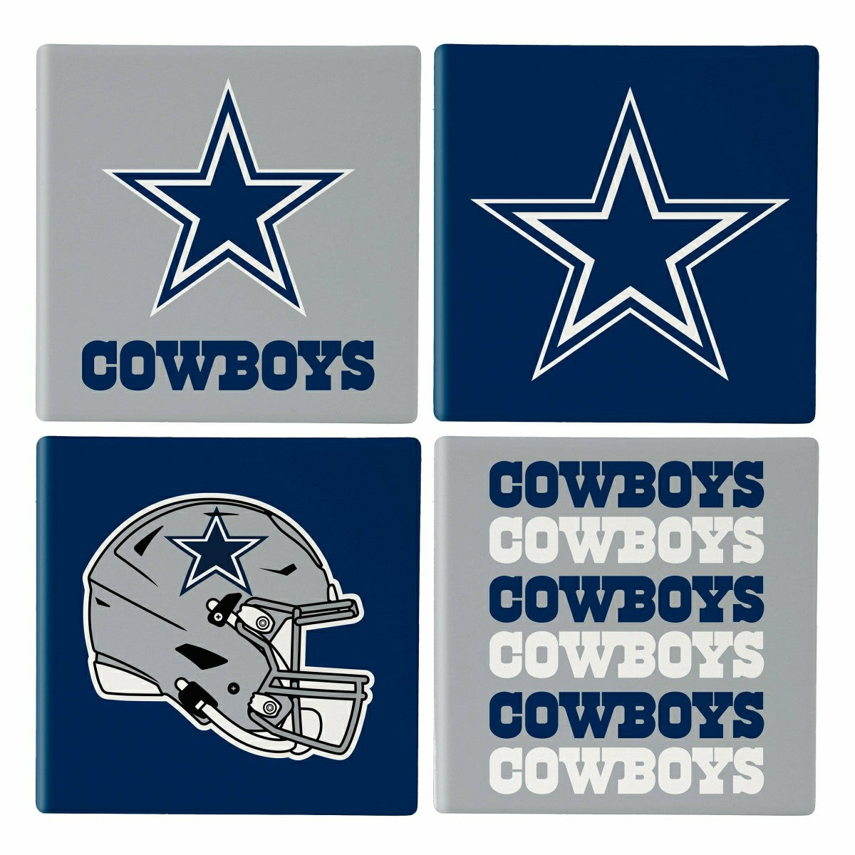 Dallas Cowboys Ceramic Coasters Set, 4pcs with Wood Caddy - NFL
