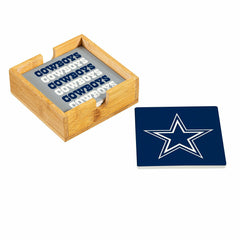 Dallas Cowboys Ceramic Coasters Set, 4pcs with Wood Caddy - NFL
