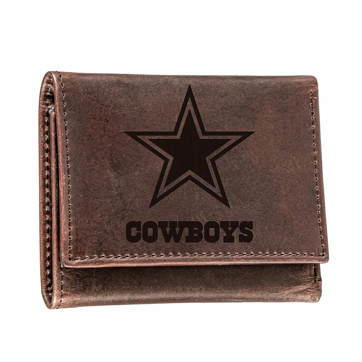 Dallas Cowboys, Tri-Fold Wallet, Brown, CH, 100% Genuine Leather - NFL Home