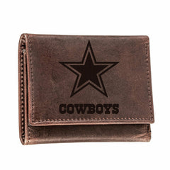Dallas Cowboys, Tri-Fold Wallet, Brown, CH, 100% Genuine Leather - NFL Home