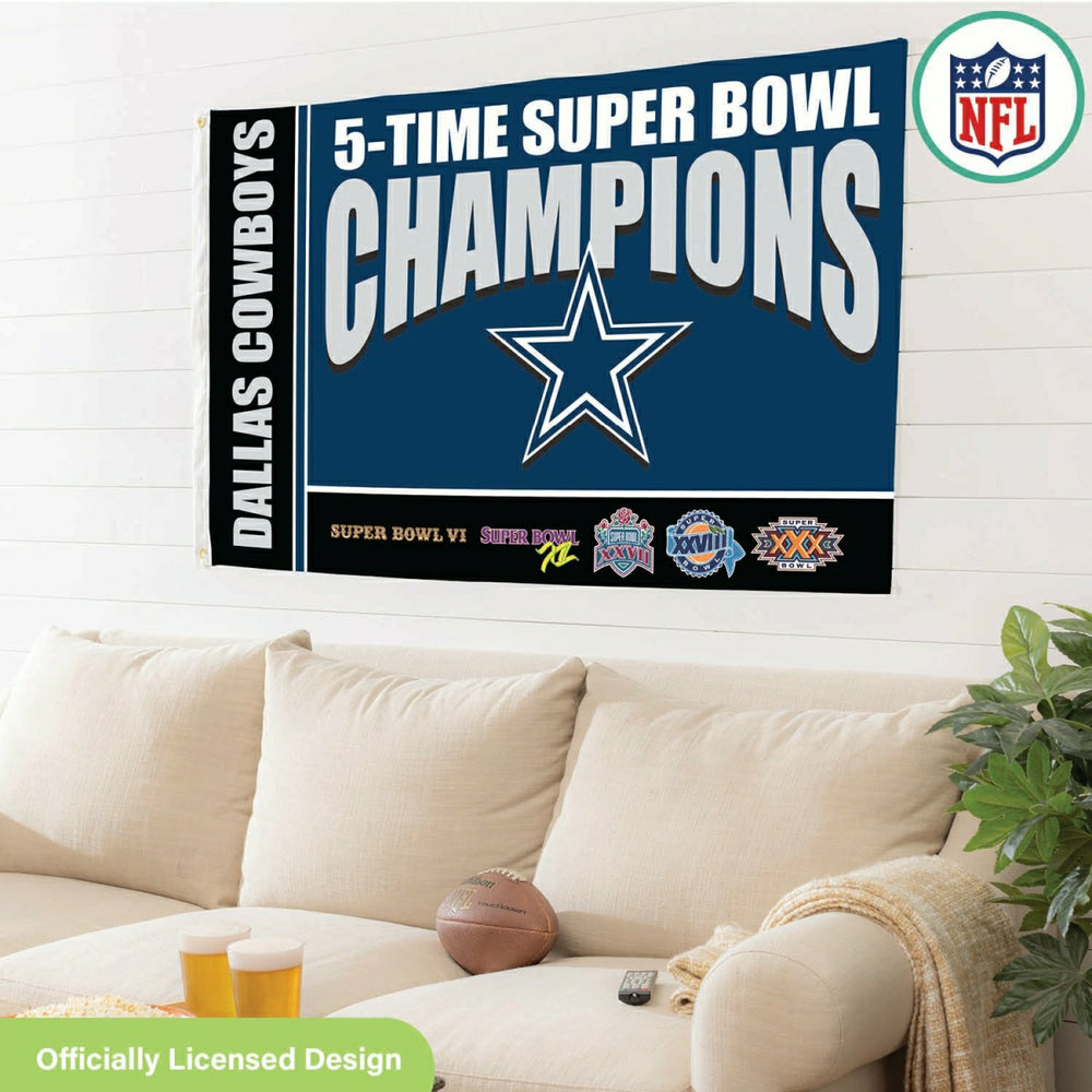 Dallas Cowboys 5X Superbowl Champions Football 3x5 Flag - NFL Home