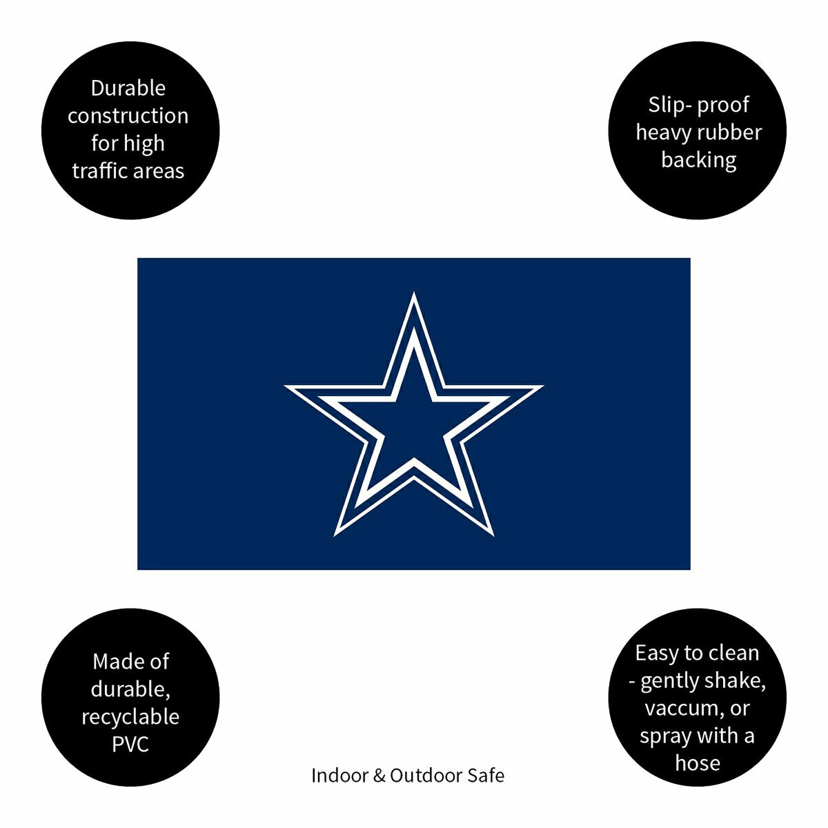 Full Color PVC Mat, 16" x 28", Dallas Cowboys - NFL