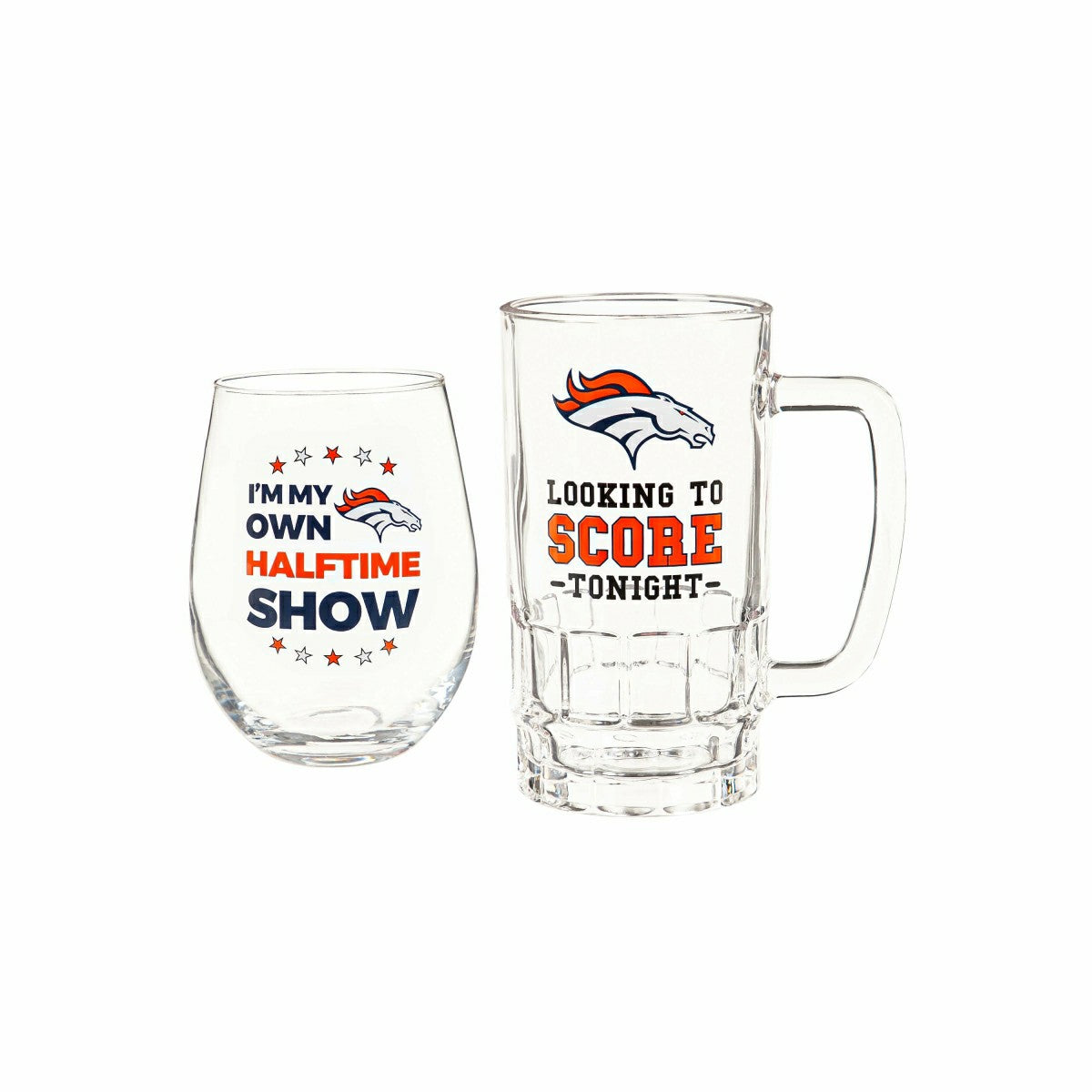 Denver Broncos, Stemless 17OZ Wine & Beer 16 OZ Gift Set - NFL Home