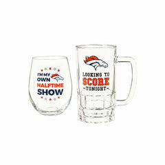 Denver Broncos, Stemless 17OZ Wine & Beer 16 OZ Gift Set - NFL Home