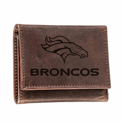 Denver Broncos, Tri-Fold Wallet, Brown, CH, 100% Genuine Leather - NFL Home
