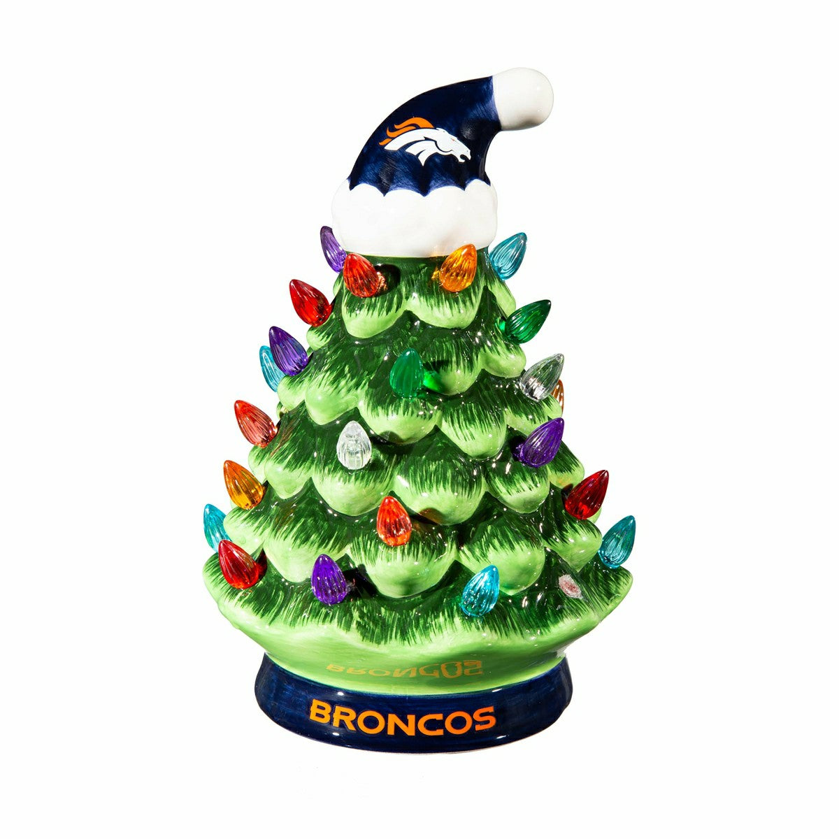 8" LED Ceramic Christmas Tree, Denver Broncos - NFL Home