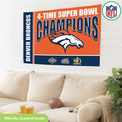 Denver Broncos 3X Superbowl Champions Football 3x5 Flag - NFL Home