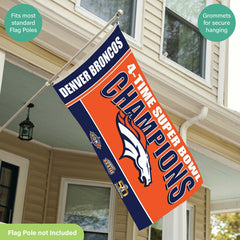 Denver Broncos 3X Superbowl Champions Football 3x5 Flag - NFL Home