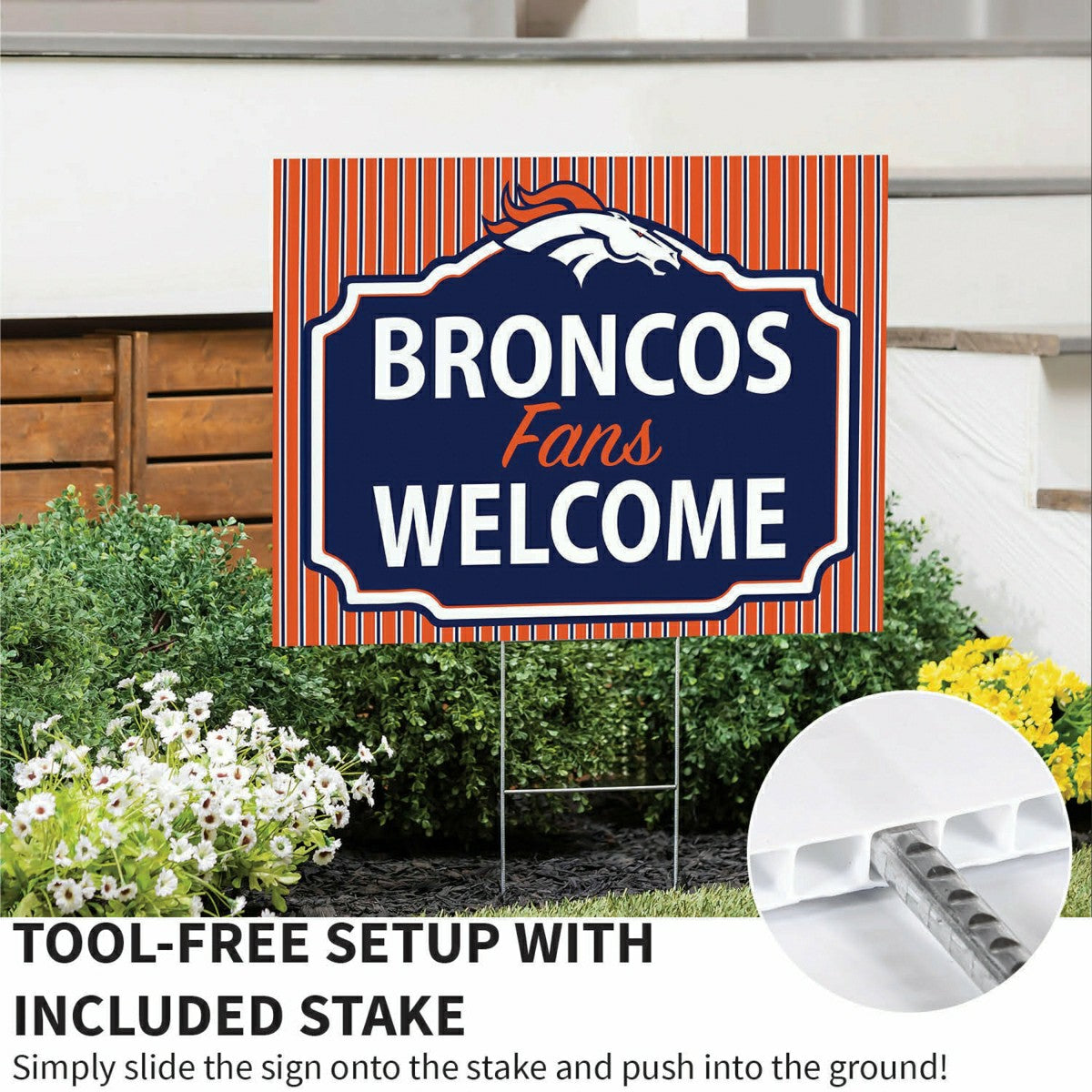 Denver Broncos Coroplast Yard Sign, "Fans Welcome" - NFL Home