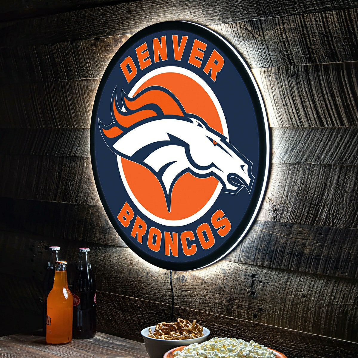 LED Wall Decor, Round, Denver Broncos - NFL Home