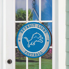 Detroit Lions Round Door Décor with Hanging Rope, 18x18 - NFL Home