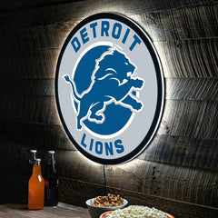 LED Wall Decor, Round, Detroit Lions - NFL Home