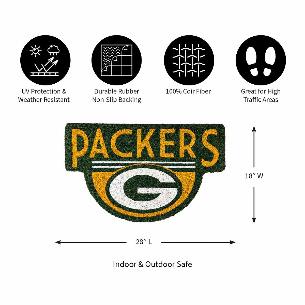 NFL Shaped Coir Door Mat, Packers - NFL