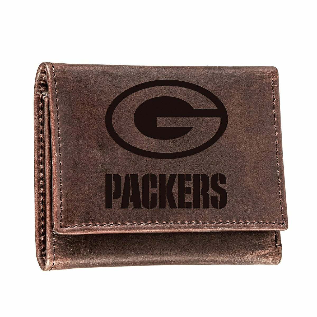 Green Bay Packers, Tri-Fold Wallet, Brown, CH, 100% Genuine Leather - NFL Home