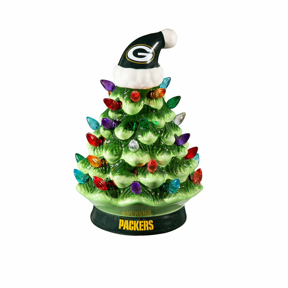 8" LED Ceramic Christmas Tree, Green Bay Packers - NFL Home