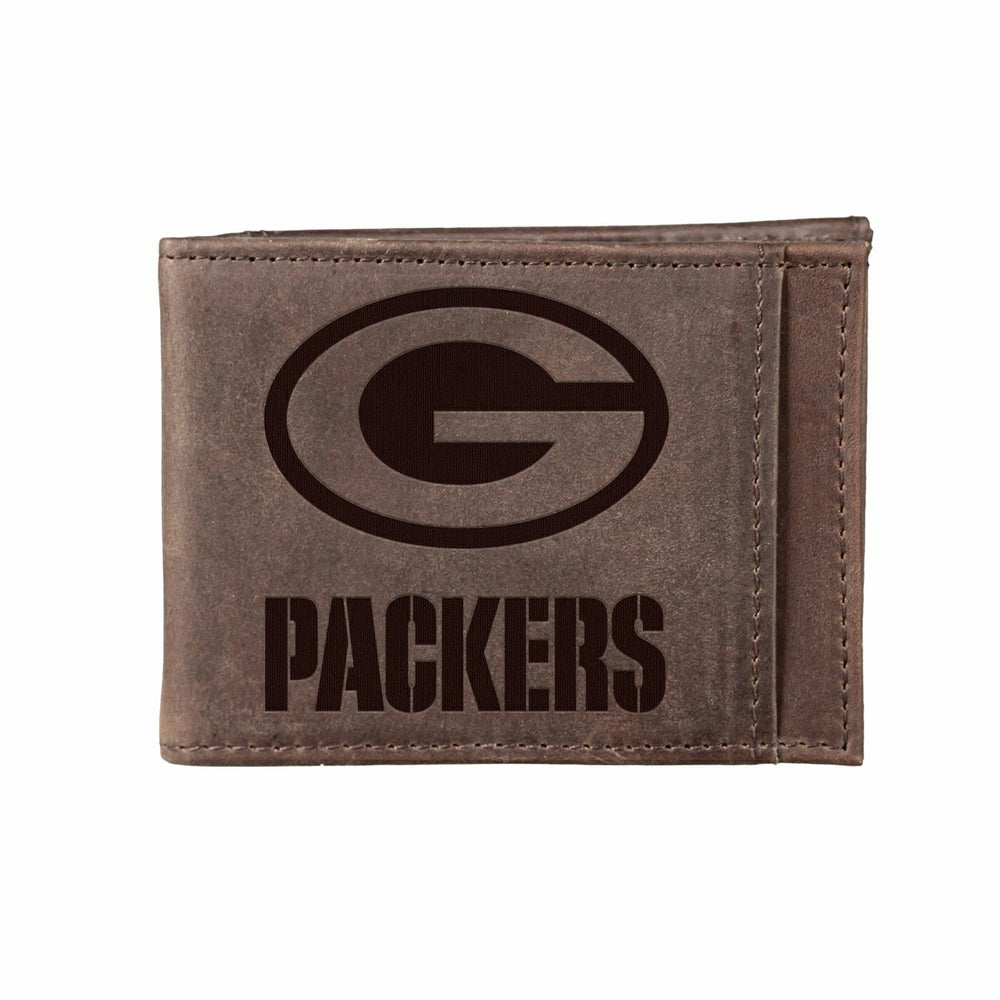 Front Pocket Wallet w/ RFID Blocking, Green Bay Packers, Brown - NFL Home