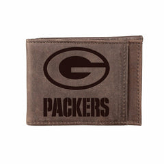 Front Pocket Wallet w/ RFID Blocking, Green Bay Packers, Brown - NFL Home