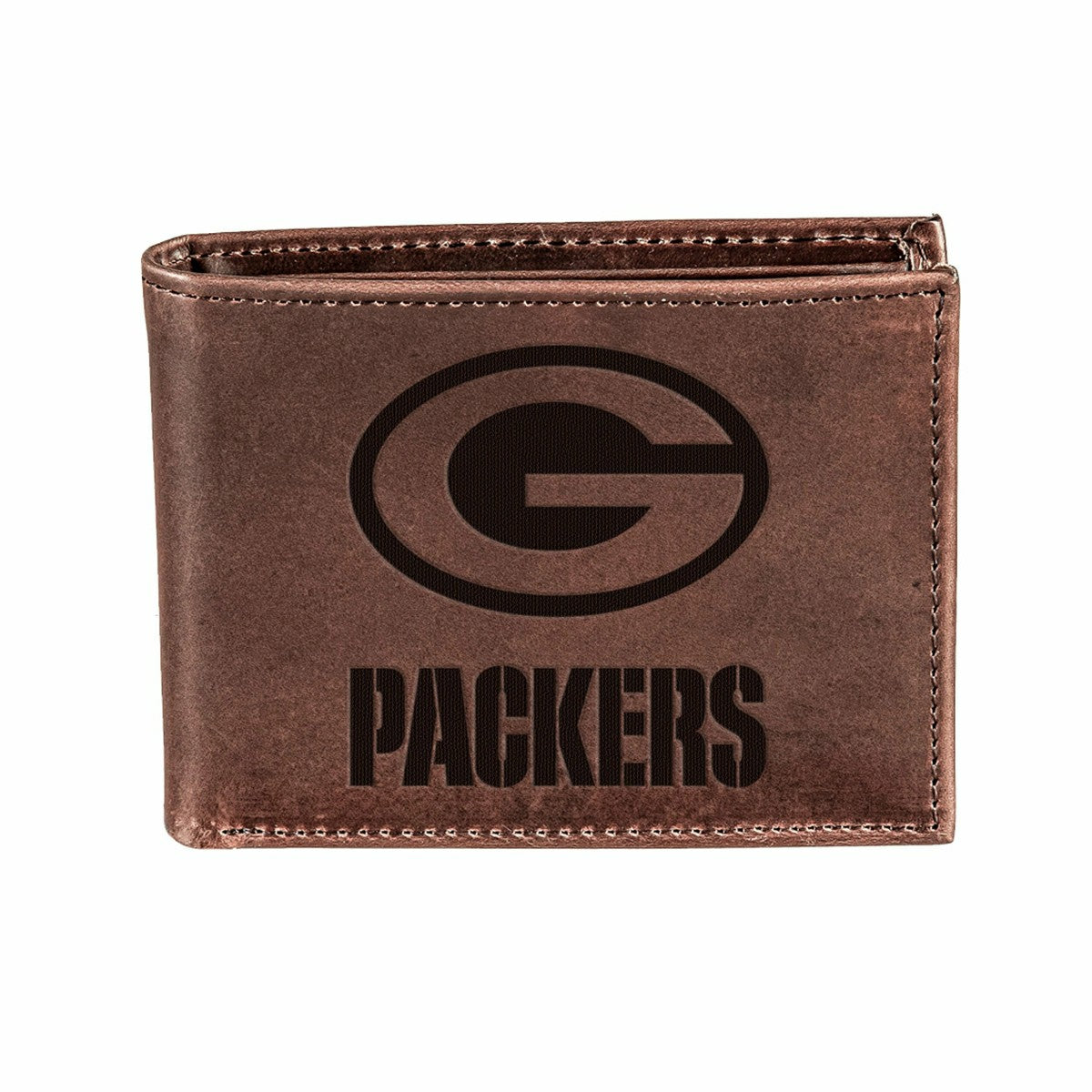 Green Bay Packers, Bi-Fold Wallet, Brown, CH, 100% Genuine Leather - NFL Home