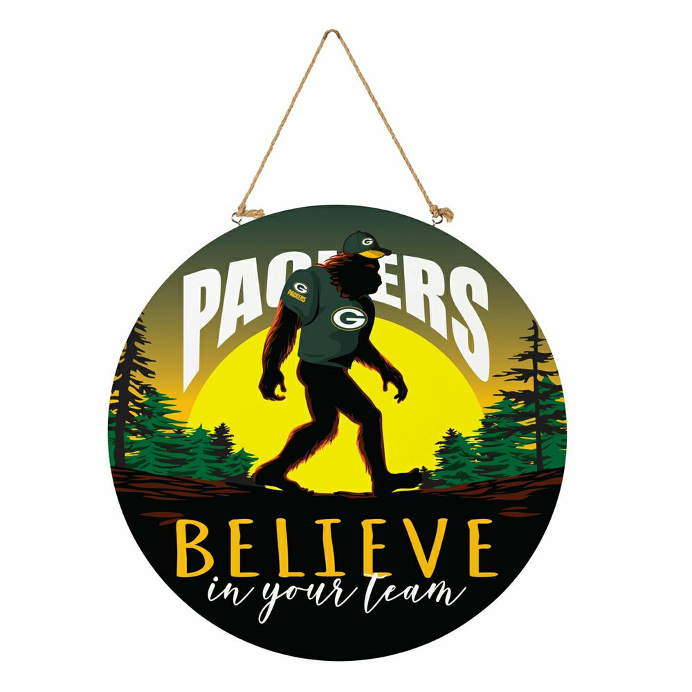 Green Bay Packers Bigfoot Round Door Décor with Hanging Rope, 18x18 - NFL Home