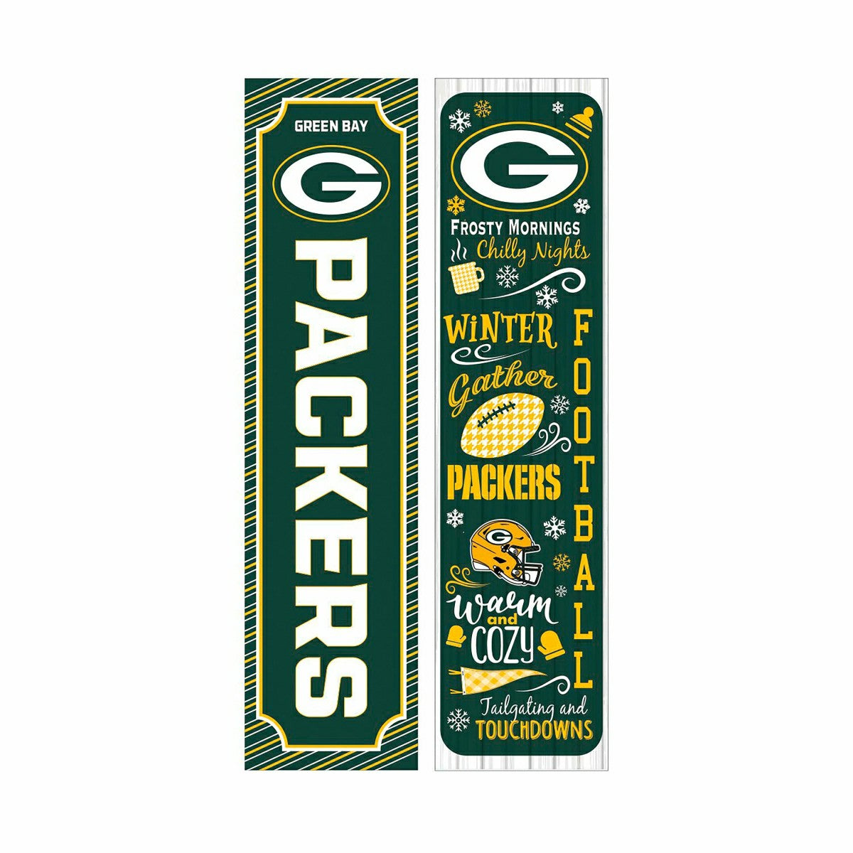 46" Double Sided Leaner, Green Bay Packers, Winter Seasonal - NFL Home