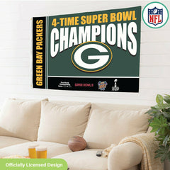 Green Bay Packers 4X Superbowl Champions Football 3x5 Flag - NFL Home
