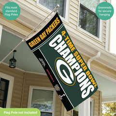 Green Bay Packers 4X Superbowl Champions Football 3x5 Flag - NFL Home