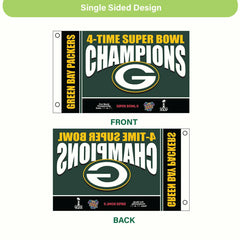 Green Bay Packers 4X Superbowl Champions Football 3x5 Flag - NFL Home