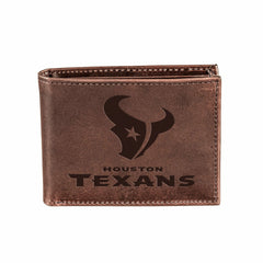 Houston Texans, Bi-Fold Wallet, Brown, CH, 100% Genuine Leather - NFL Home