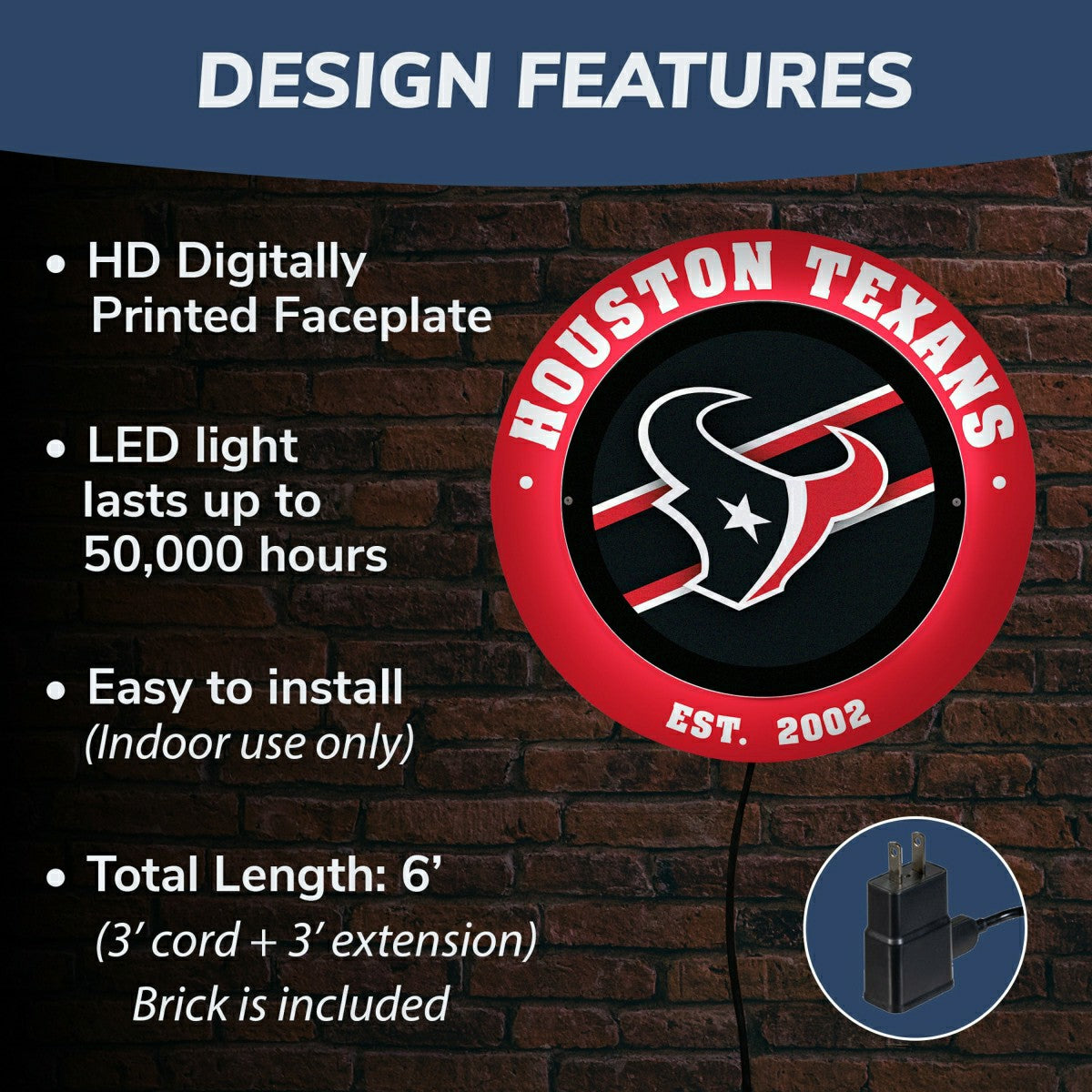 Houston Texans, Metal Lite, Round - NFL