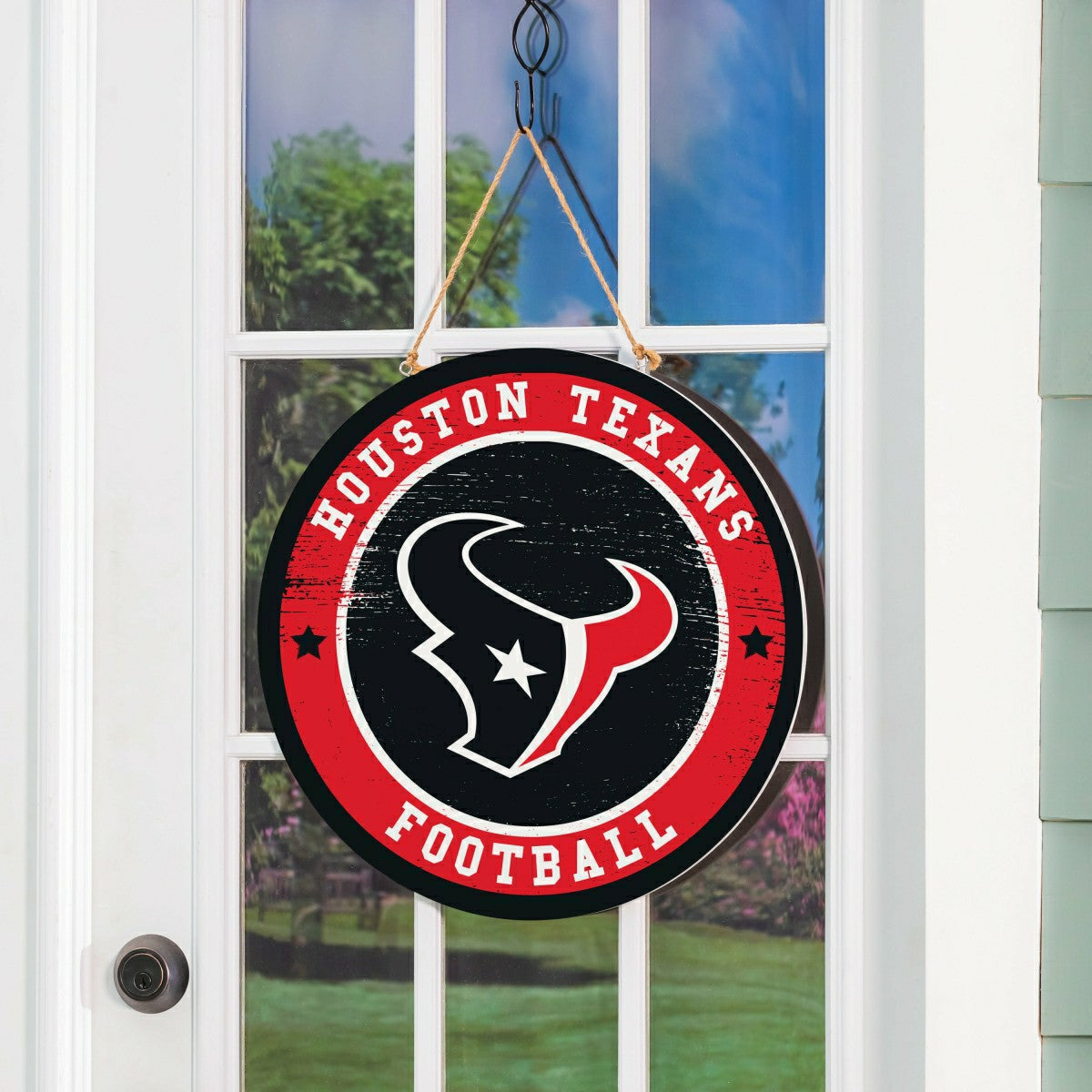 Houston Texans Round Door Décor with Hanging Rope, 18x18 - NFL Home