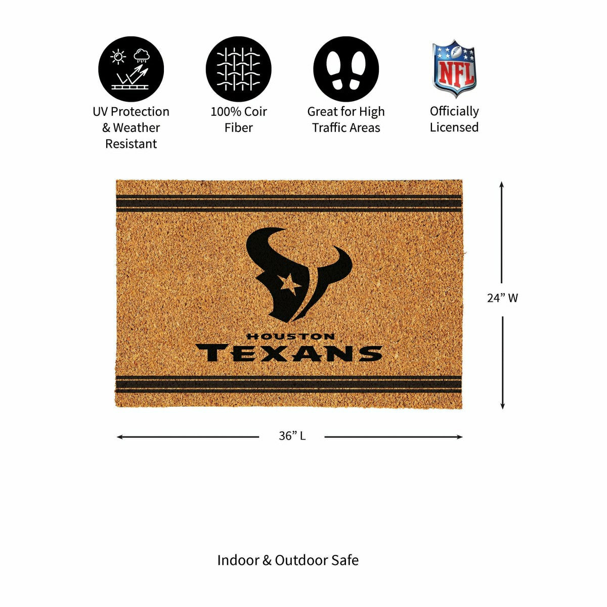 Houston Texans Large One Color Coir Mat, 36"x24" - NFL