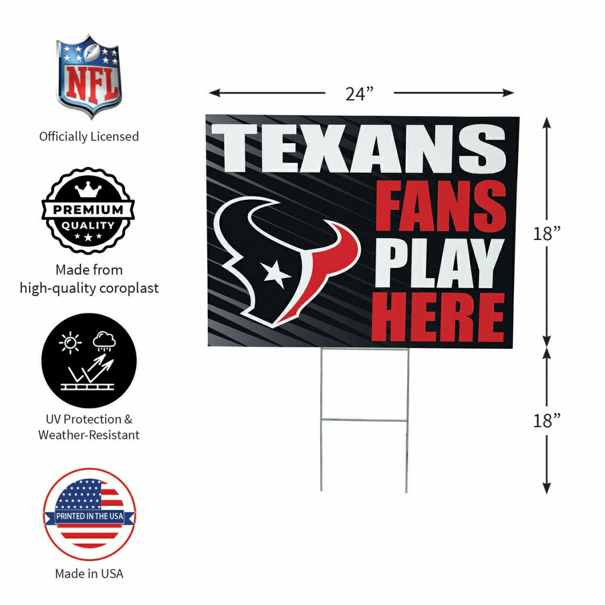 Houston Texans Coroplast Yard Sign "Fans Play Here" - NFL Home