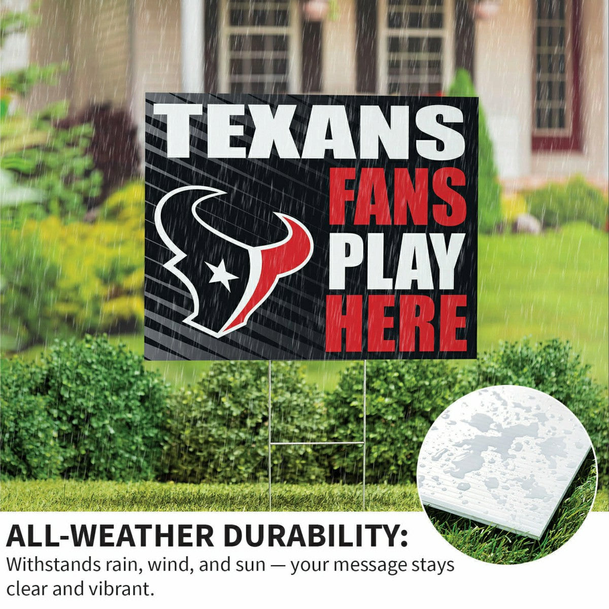 Houston Texans Coroplast Yard Sign "Fans Play Here" - NFL Home
