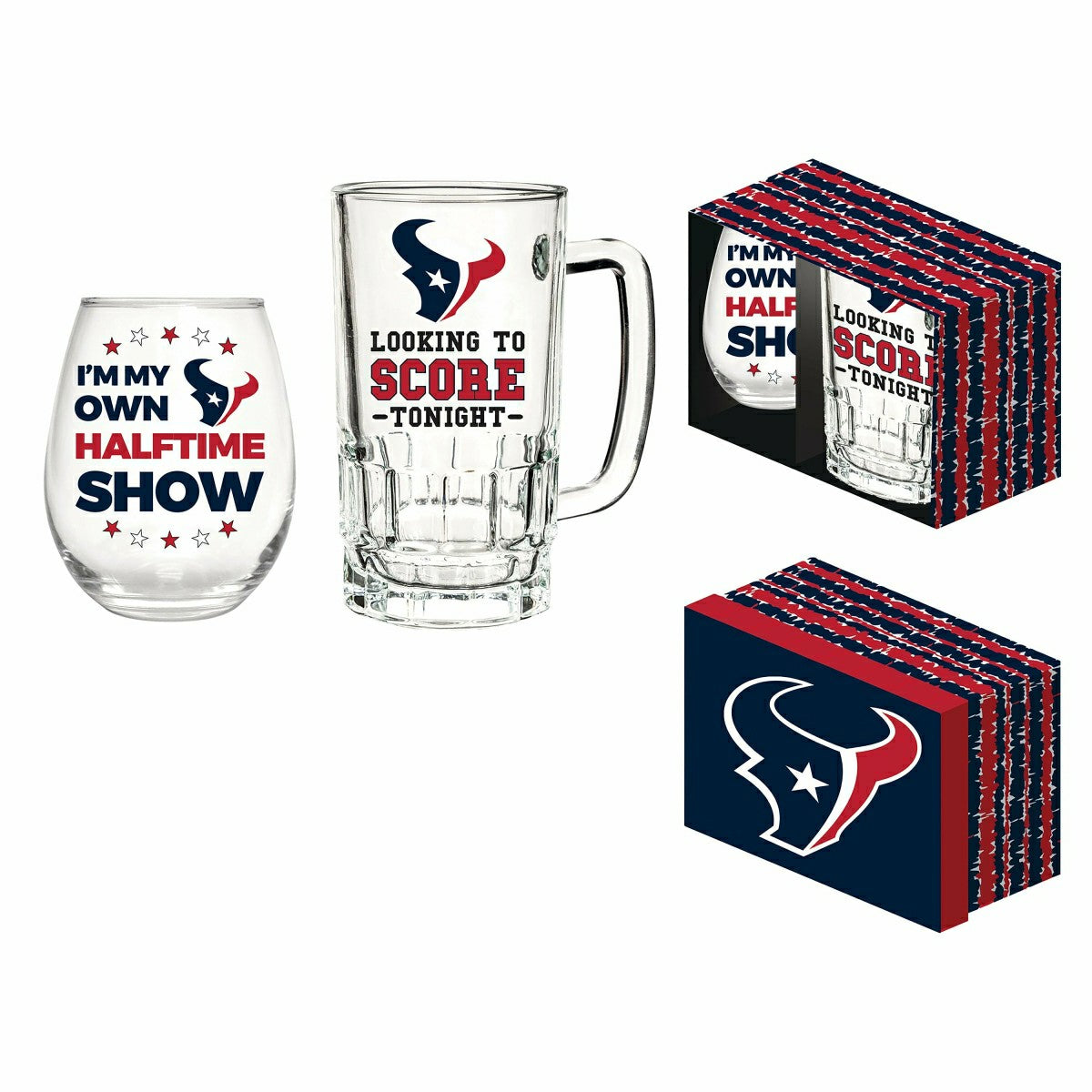 Houston Texans, Stemless 17OZ Wine & Beer 16 OZ Gift Set - NFL