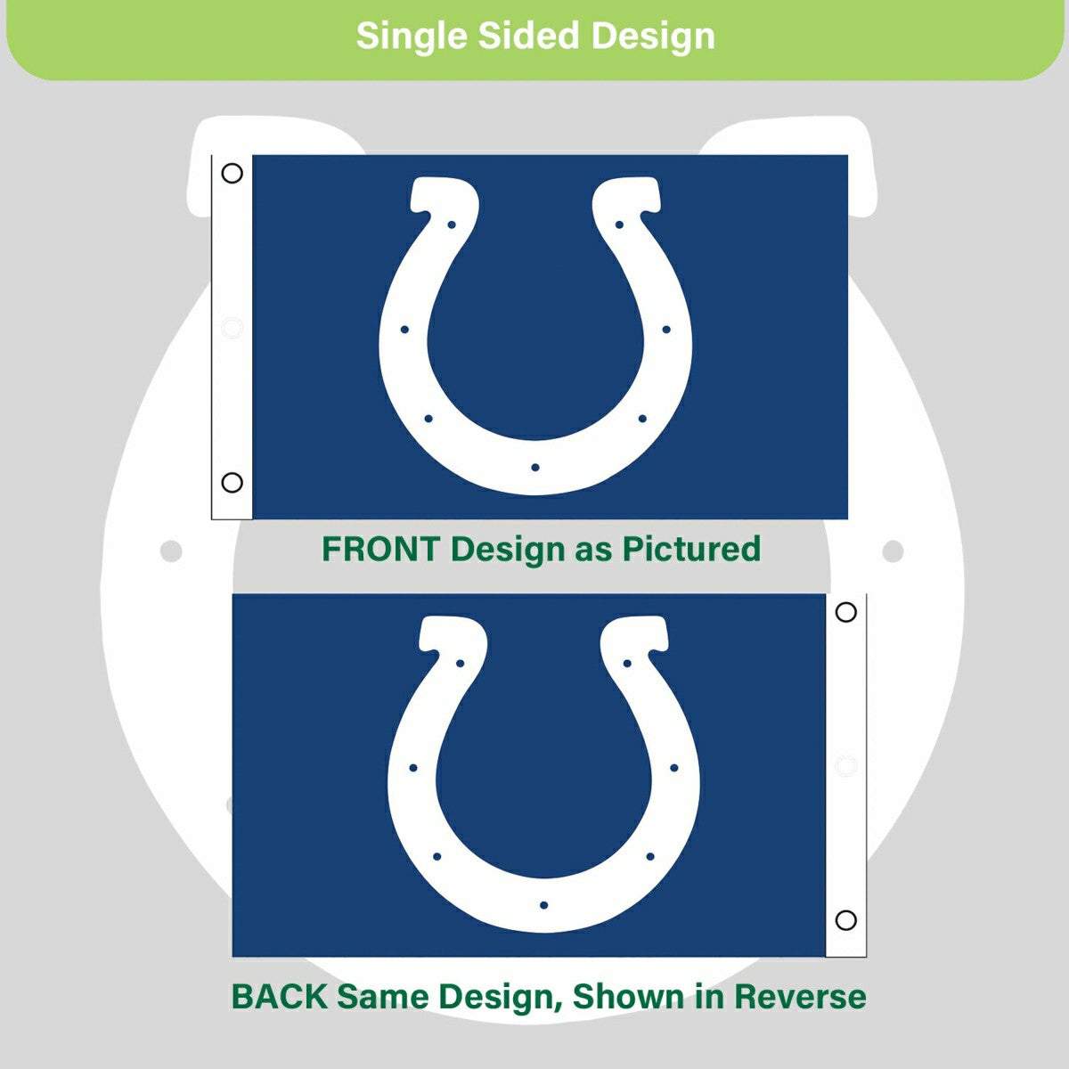 Indianapolis Colts Single Sided Flag w/ 2 Grommets, 3'x5' - NFL Home