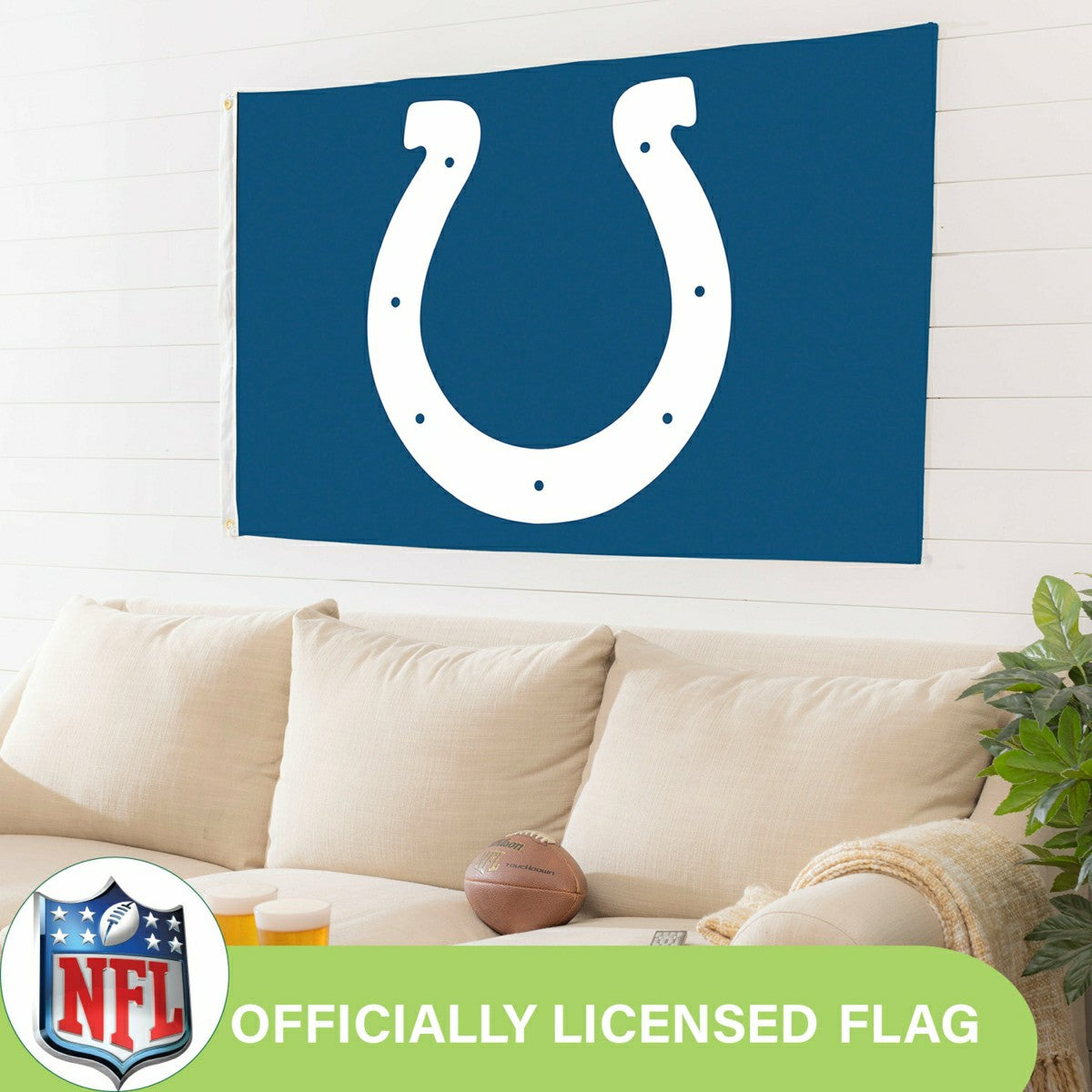 Indianapolis Colts Single Sided Flag w/ 2 Grommets, 3'x5' - NFL Home