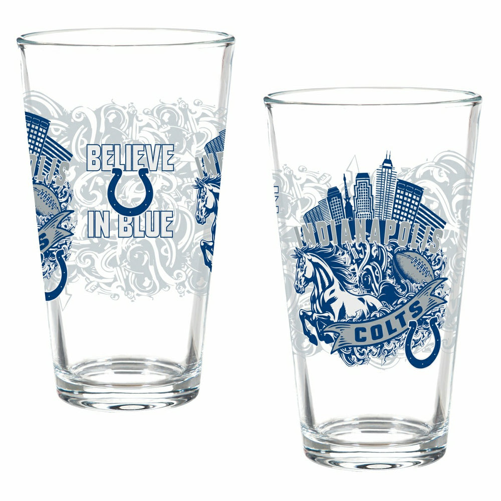 Indianapolis Colts 16oz Glass pint, Set of 2 - NFL Home