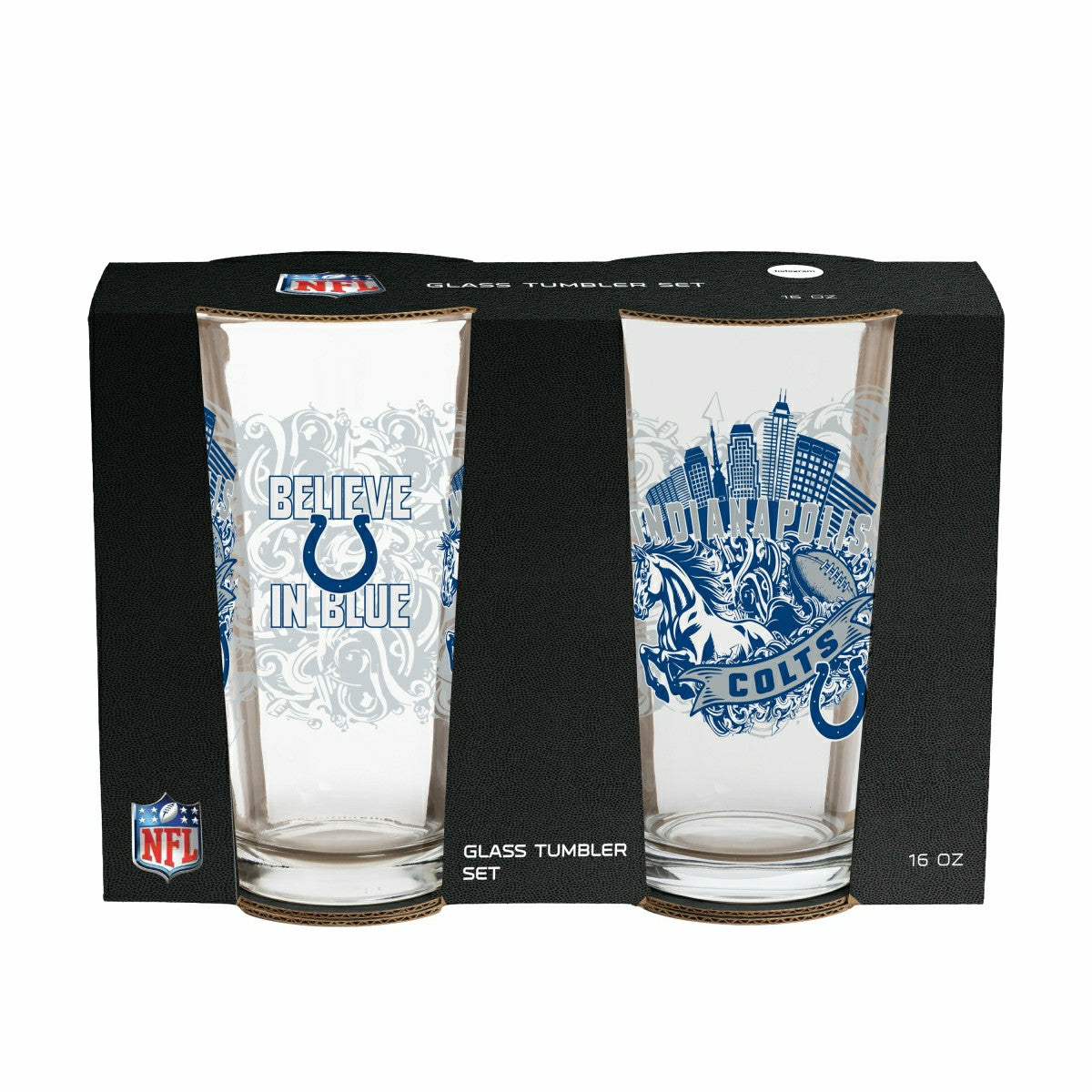 Indianapolis Colts 16oz Glass pint, Set of 2 - NFL Home