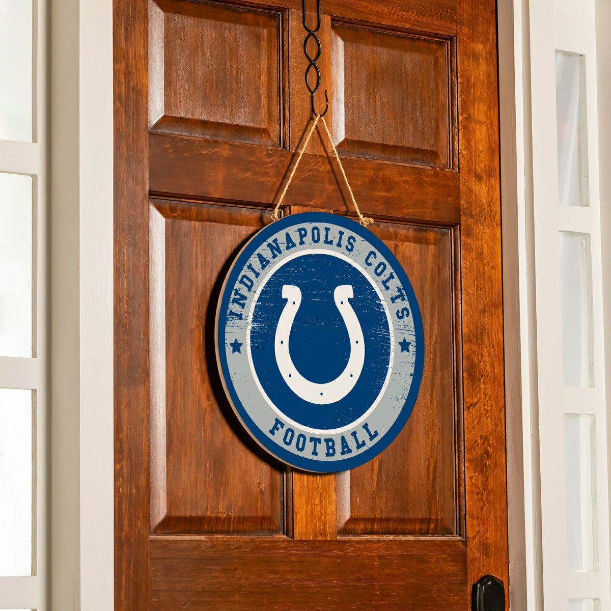 Indianapolis Colts Round Door Décor with Hanging Rope, 18x18 - NFL Home