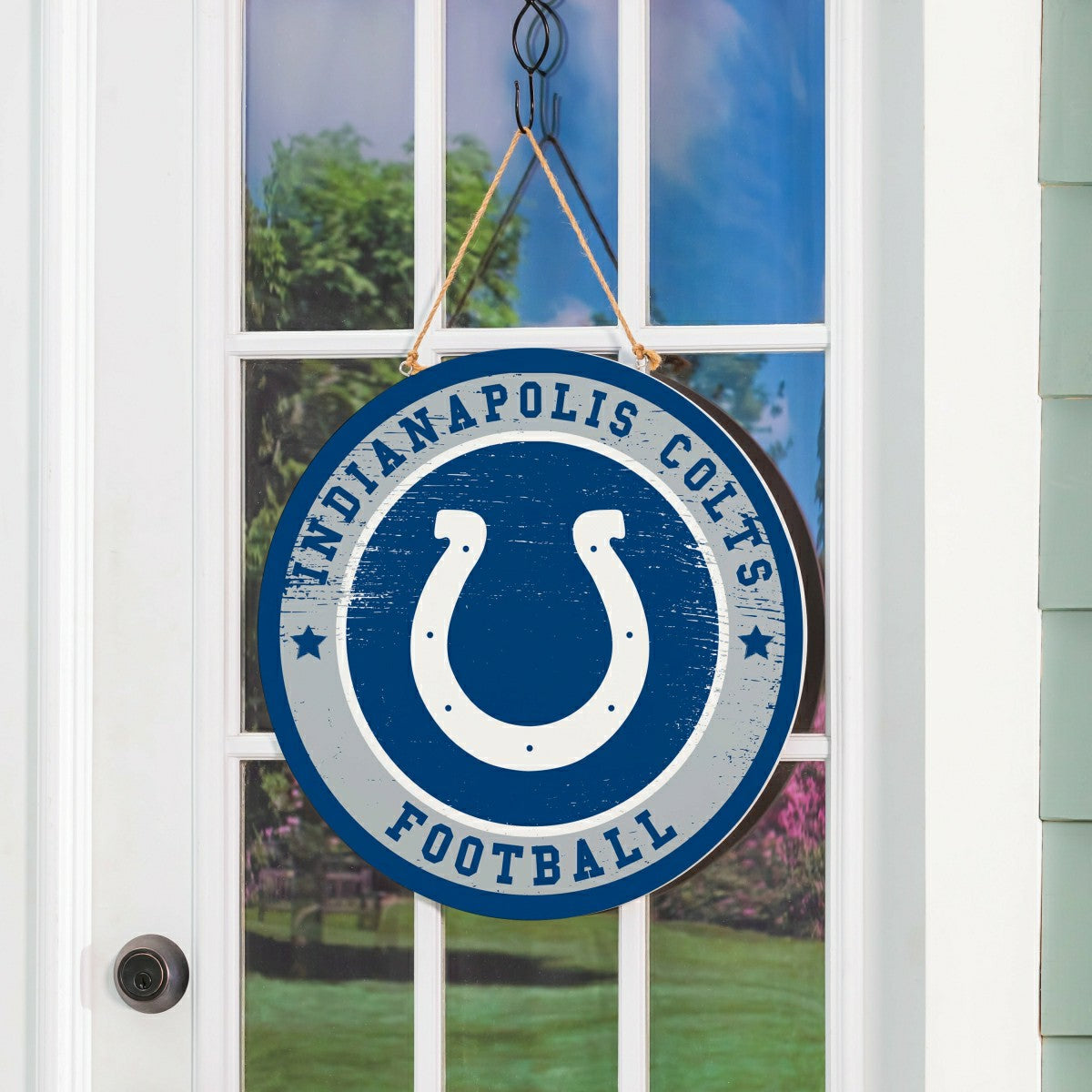 Indianapolis Colts Round Door Décor with Hanging Rope, 18x18 - NFL Home