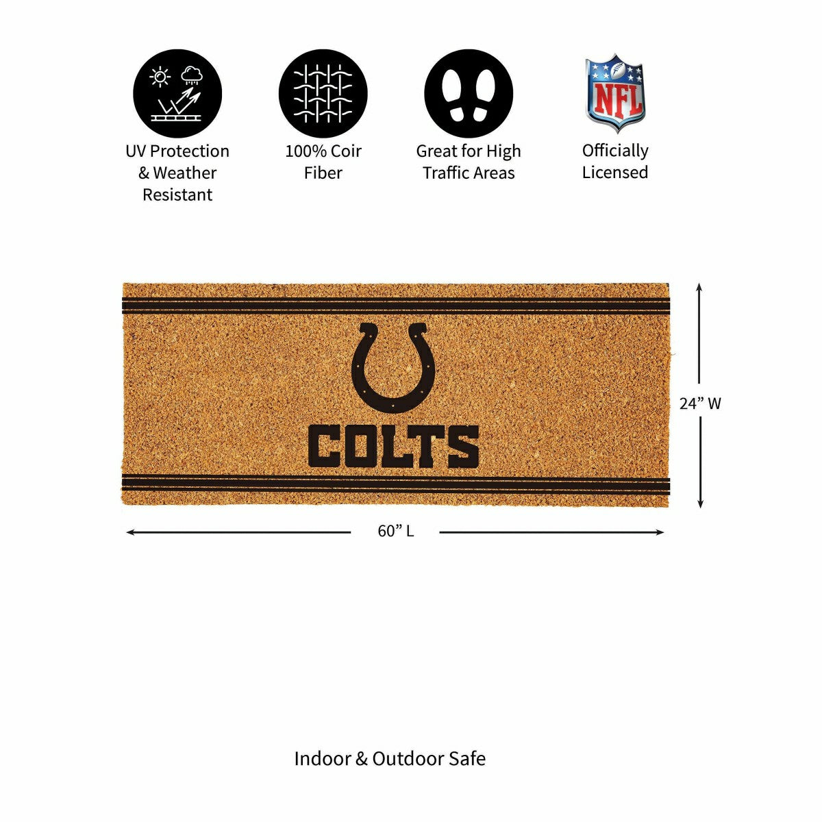 Indianapolis Colts Extra Large One Color Coir Mat, 60"x24" - NFL