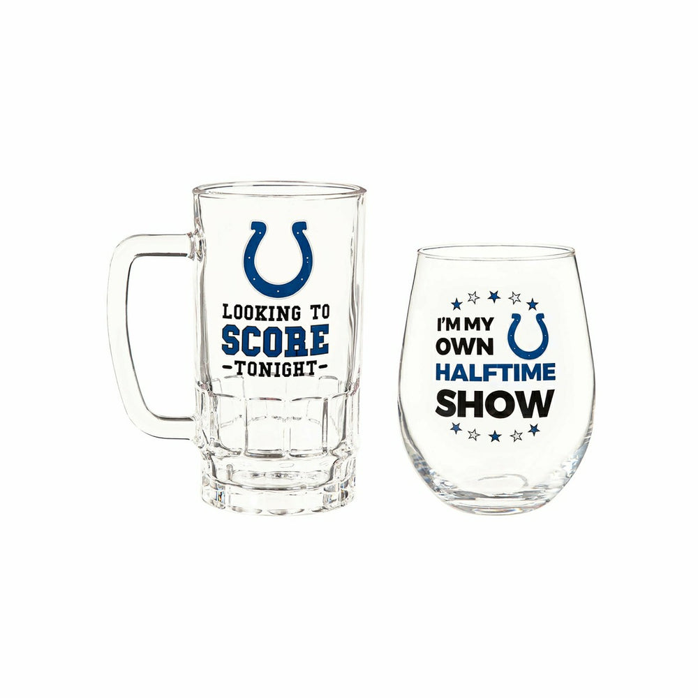 Indianapolis Colts, Stemless 17OZ Wine & Beer 16 OZ Gift Set - NFL