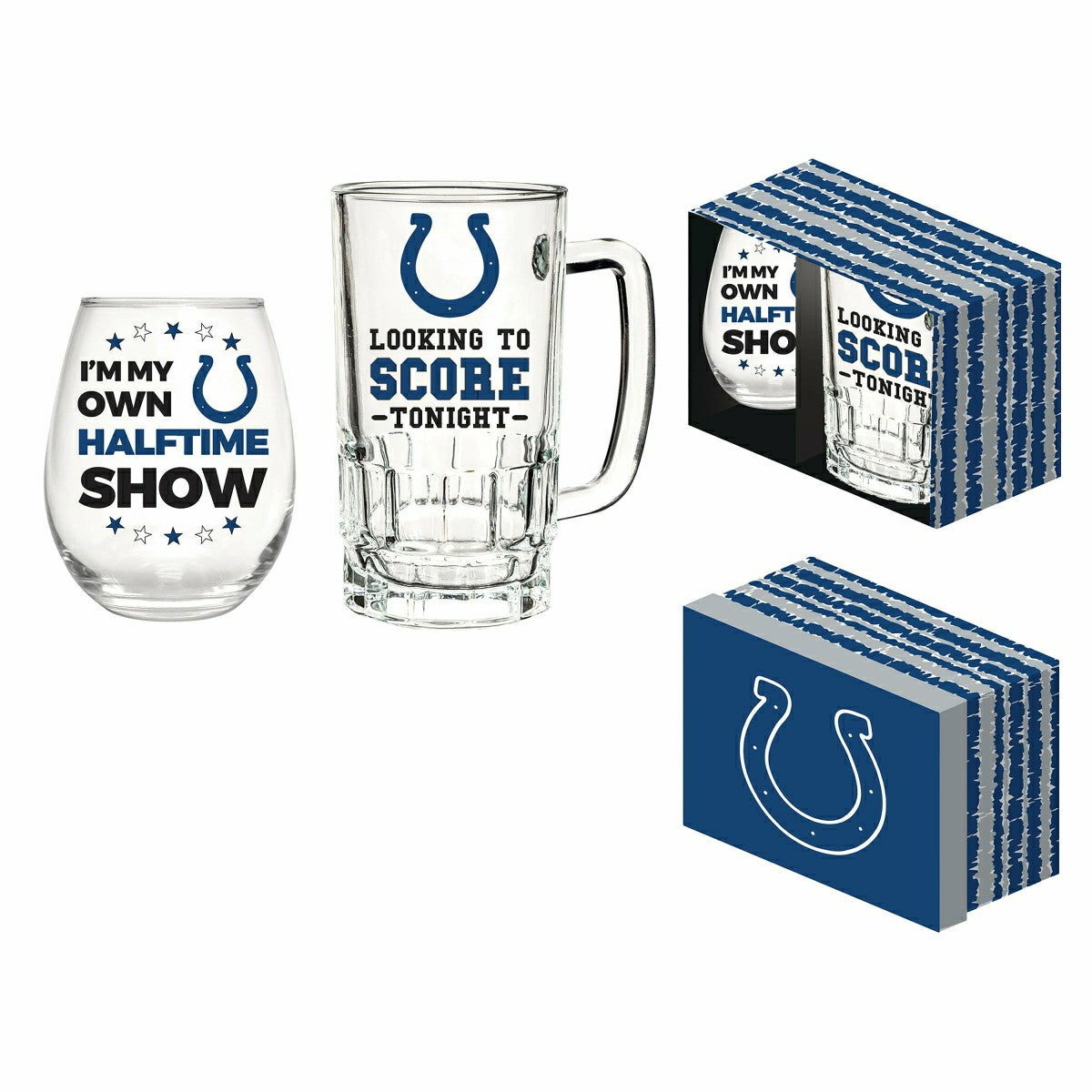 Indianapolis Colts, Stemless 17OZ Wine & Beer 16 OZ Gift Set - NFL